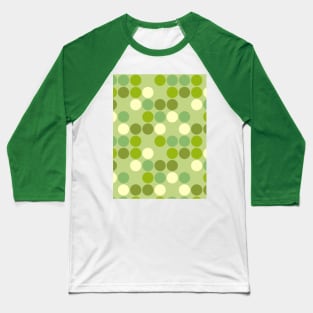 Deco Dots Spheres Circles Orbs Mid Mod Classy Print Pattern Greens Baseball T-Shirt